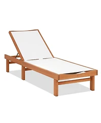Clihome Outdoor Wood Chaise Lounge Chair with 5-Position Adjustable Back