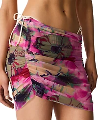 Steve Madden Women's Ruched Mesh Swim Cover-Up Skirt