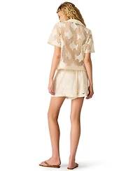 Steve Madden Women's Sandra Short-Sleeve Fish Lace Top
