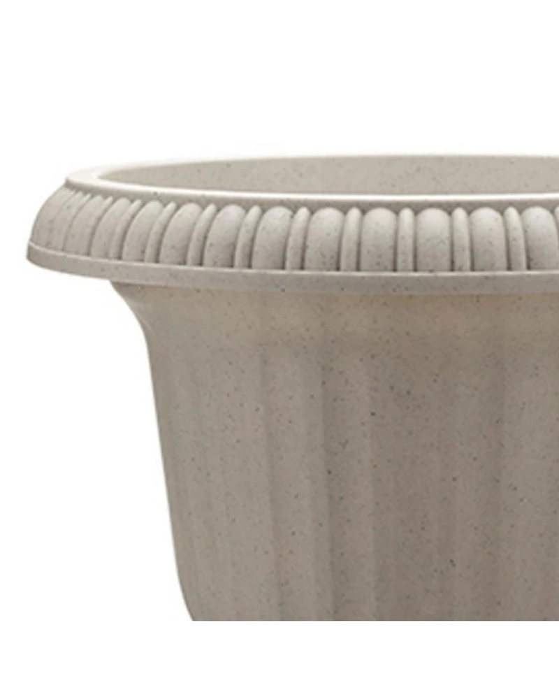 Southern Patio 14" Outdoor Lightweight Resin Utopian Urn Planter, Stone (2 Pack)