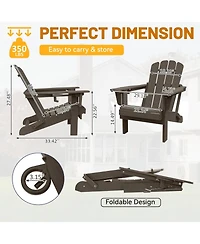 Clihome Folding Outdoor Adirondack Chairs with Cup Holders (Set of 2)