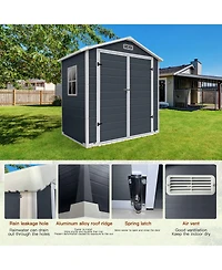 Clihome Plastic Outdoor Storage Shed with Floor and Lockable Door