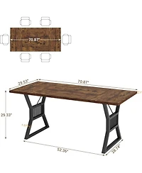 gaomon 70.8 Inch Dining Table 4-6 Person, Kitchen Dinner with Heavy Duty Metal Legs