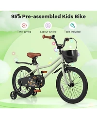 Mecale 18-Inch Kids Bike Adjustable with Training Wheels for 3-8 Years Old