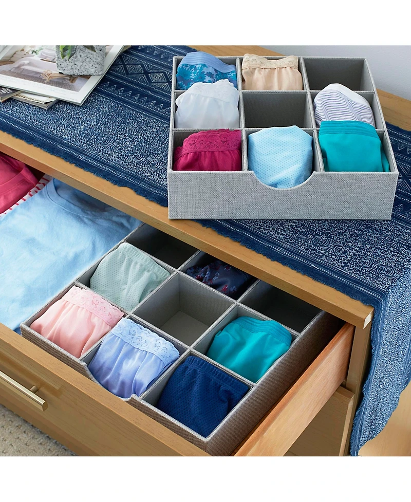 Household Essentials 9-Compartment Drawer Organizers, Pack of 2