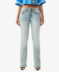 True Religion Women's Becca Mid-Rise Bootcut Crystal Big T Jeans