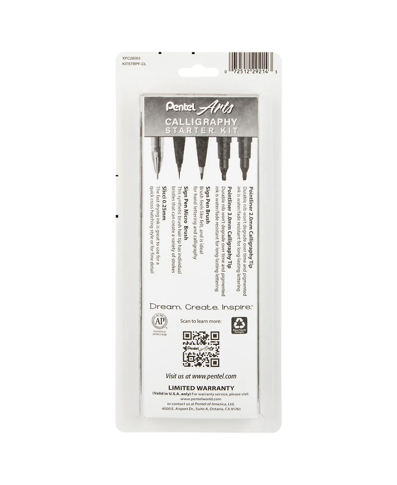 Pentel Arts Calligraphy Starter Kit, 5-pk