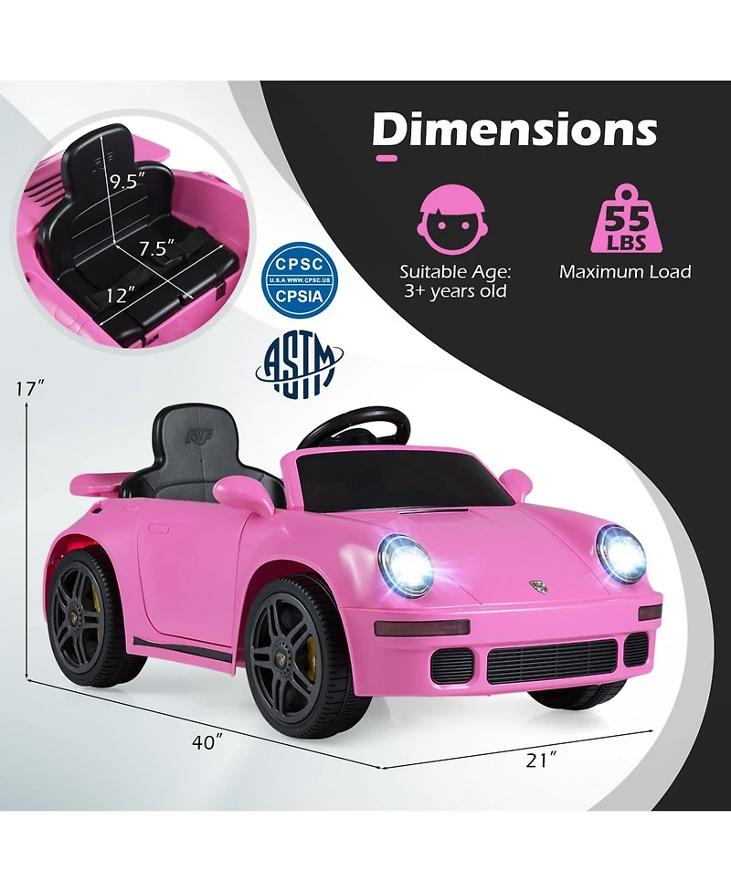 Mecale 12V Electric Ride On Car Licensed Ruf Ctr with Remote Control and Music