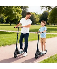 Mecale 2-Wheel Kick Scooter, Adjustable Handlebar, Wide Non-Slip Deck, Foldable Lightweight, 220-Lb Capacity