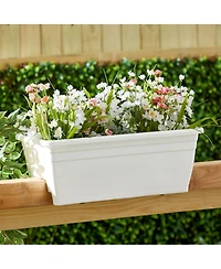 The Hc Companies 24 Inch 4 Pack Deck Rail Box Planter with Drainage Holes