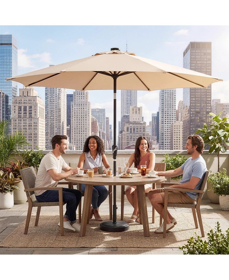 gaomon Outdoor 9FT Table Market Patio Umbrella with 32 Solar Led Lights for Garden, Deck