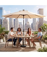 gaomon Outdoor 9FT Table Market Patio Umbrella with 32 Solar Led Lights for Garden, Deck