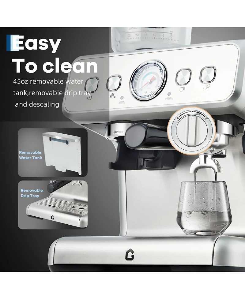 gaomon 20 Bar Coffee and Espresso Maker, Espresso Machine with Grinder and Milk Frother
