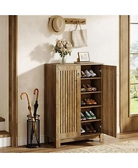 Tribesigns Shoe Cabinet with Doors, 5-Tier Shoe Storage Cabinet, Wooden Entryway Shoe Rack Organizer