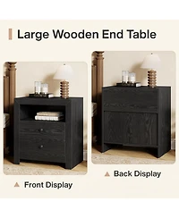 Tribesigns Modern 26" Tall Side End tables with Open Storage, 3-Tier White Nightstands for Living Room Bedroom,Set of 2 Sofa Small Spa