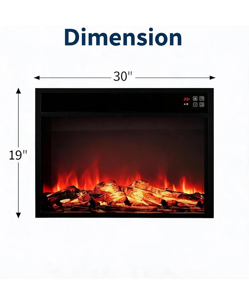 gaomon 30" Electric Fireplace with Remote, Fireplace Insert for 59" Tv Stand Fits TVs Up to 65", Overheating Protection, 8H Timer