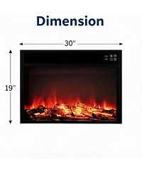 gaomon 30" Electric Fireplace with Remote, Fireplace Insert for 59" Tv Stand Fits TVs Up to 65", Overheating Protection, 8H Timer