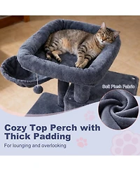 Gymax Cat Tree 2-Tier Condo Padded Plush Top Perch Sisal Scratching Posts