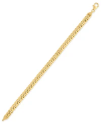 Macy's Men's Starburst Diamond-Cut Cuban Link Chain Bracelet in 14k Gold over Sterling Silver