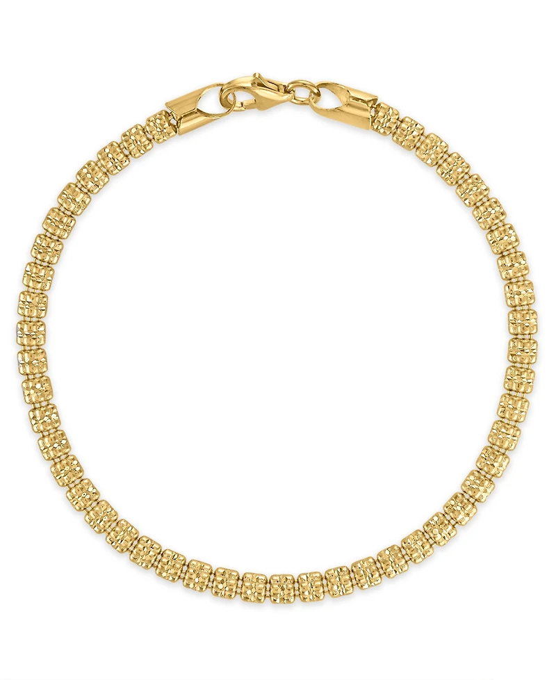 Macy's Men's Diamond-Cut Ice Chain Bracelet in 14k Gold over Sterling Silver