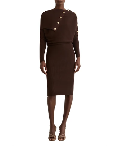 Reiss Women's Draped Off-Shoulder Rib-Knit Dress