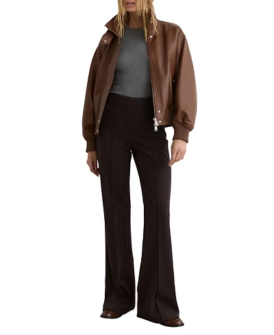 Reiss Women's Leather Funnel-Neck Bomber Jacket