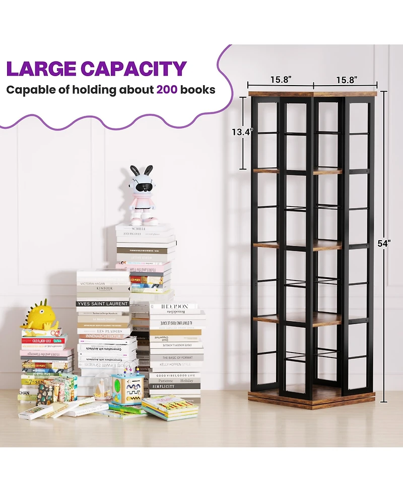 Aheaplus Corner 4-5 Tiers Display Shelves, Freestanding Rotating Bookshelf