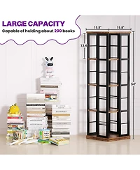 Aheaplus Corner 4-5 Tiers Display Shelves, Freestanding Rotating Bookshelf