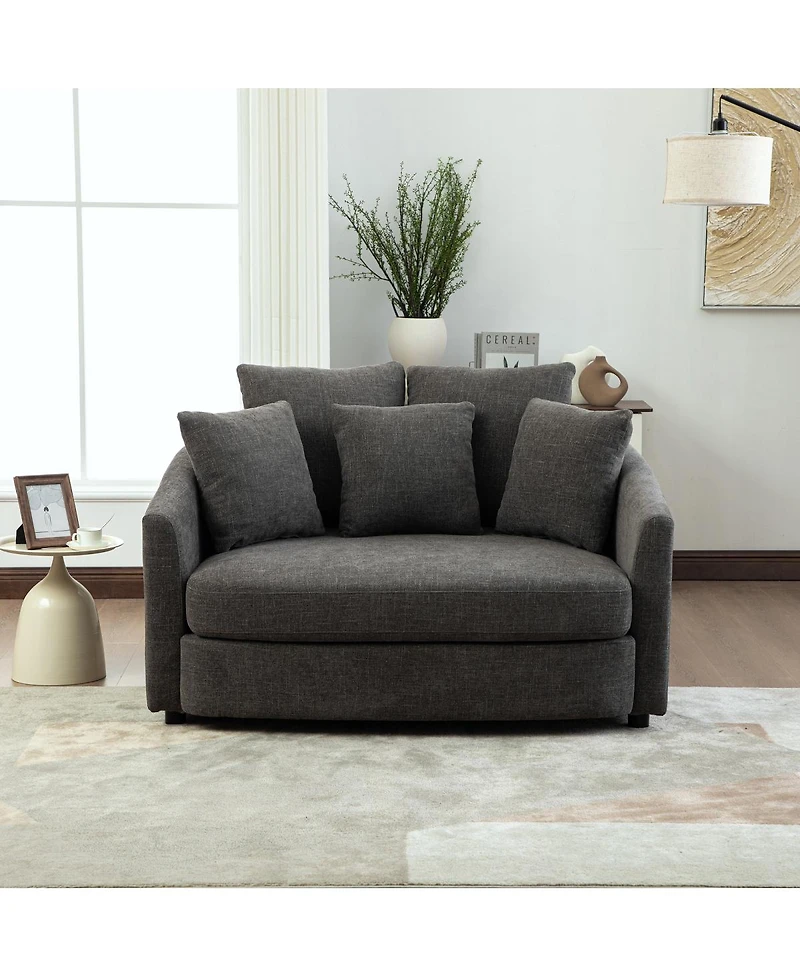Streamdale Furniture 56.3'' Wide Upholstered Round Cuddle Chaise with Pillows