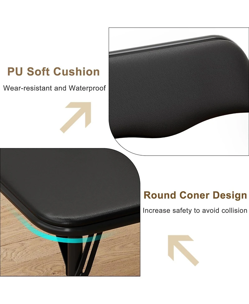 gaomon Folding Table And Chair Set Of 3, Portable Soft Pu Upholstered Seats, No Assembly Needed