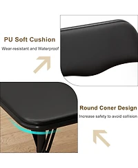 gaomon Folding Table And Chair Set Of 3, Portable Soft Pu Upholstered Seats, No Assembly Needed