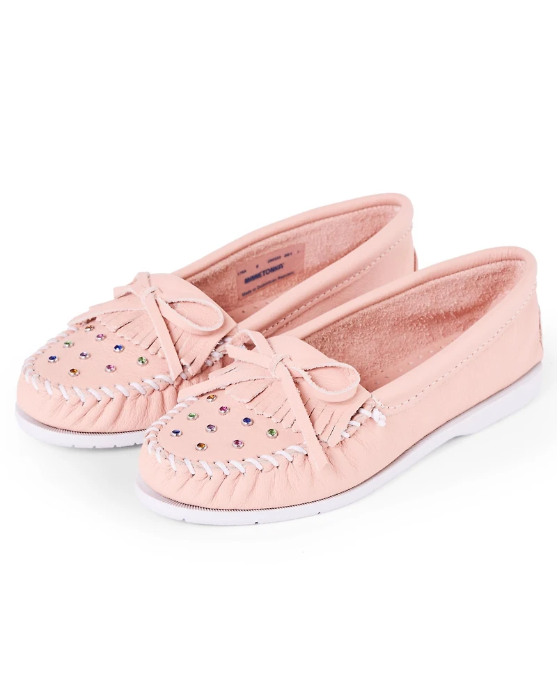 Minnetonka Women's Rhinestone Leather Moccasins
