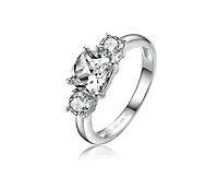 Rachel Glauber Radiant White Gold Plated 3-Stone Cubic Zirconia Ring