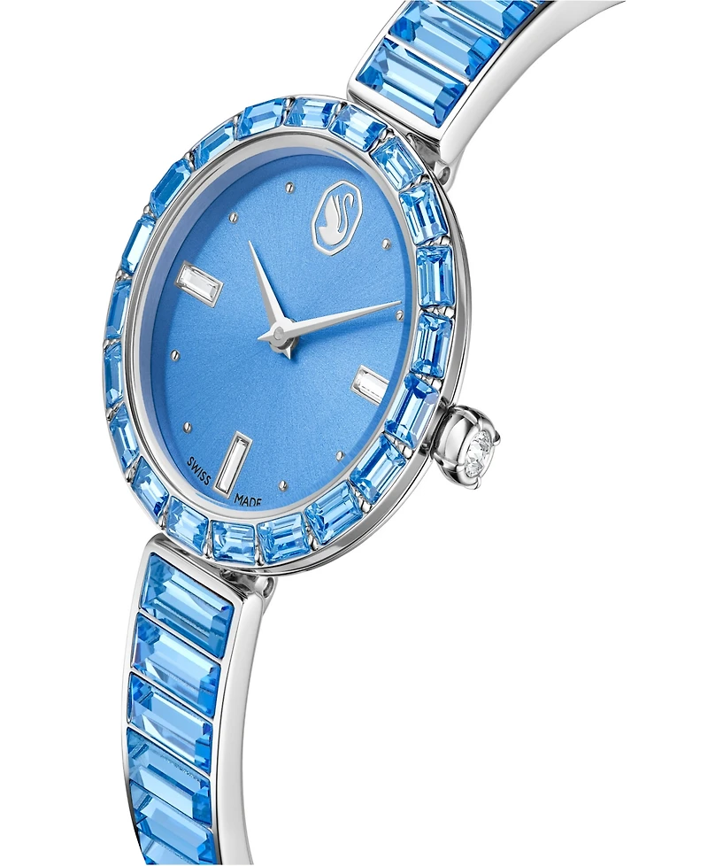 Swarovski Matrix Bangle Swiss Crystal Bracelet Blue Stainless Steel Watch 25 x 25mm