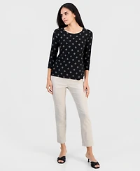 Jm Collection Petite Sofia Tile 3/4-Sleeve Jacquard Tee, Macy's Exclusive
