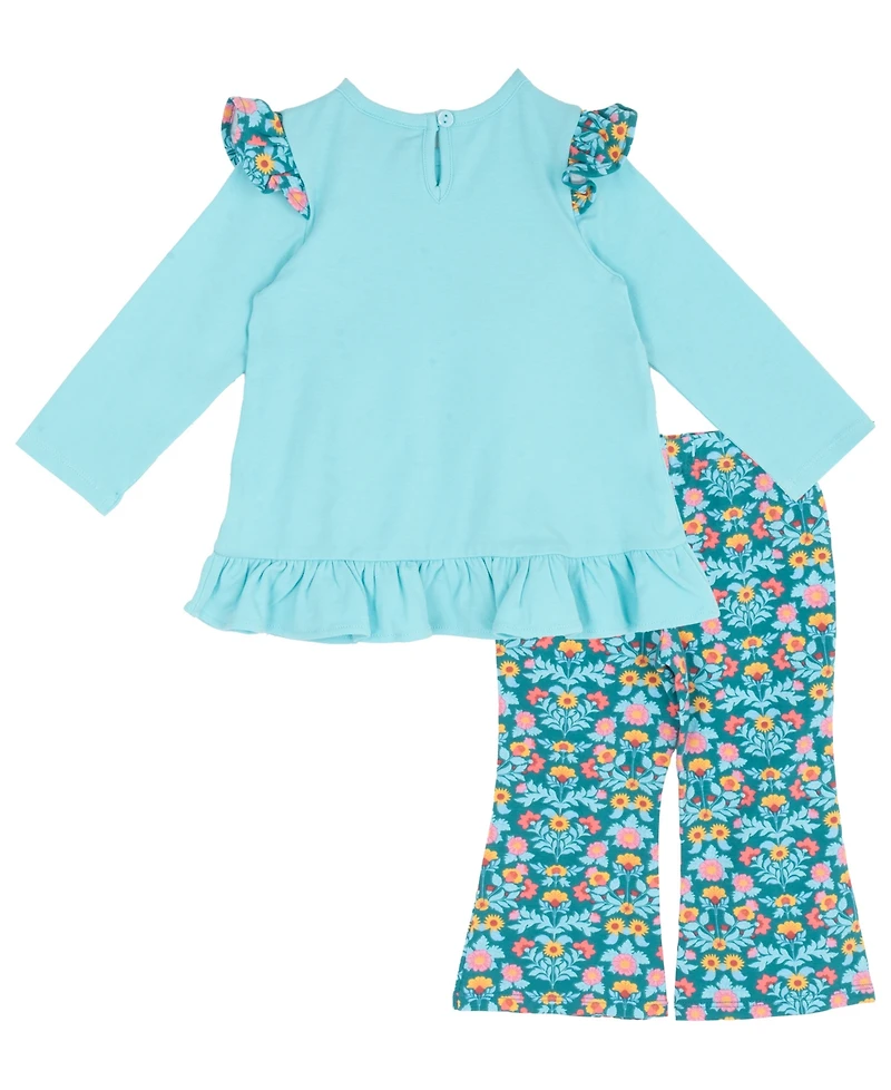 Rare Editions Baby Girls' Giraffe Applique Ruffle Top and Pants, 2-Piece Set