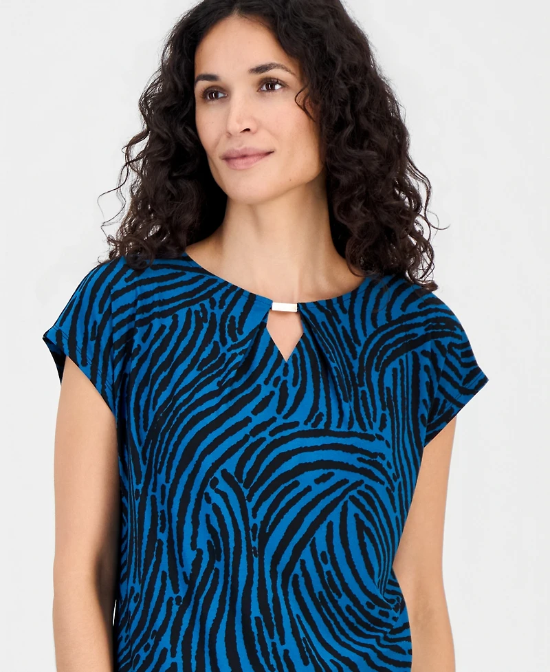 Kasper Women's Printed Diamond-Neck Blouse