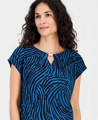 Kasper Women's Printed Diamond-Neck Blouse
