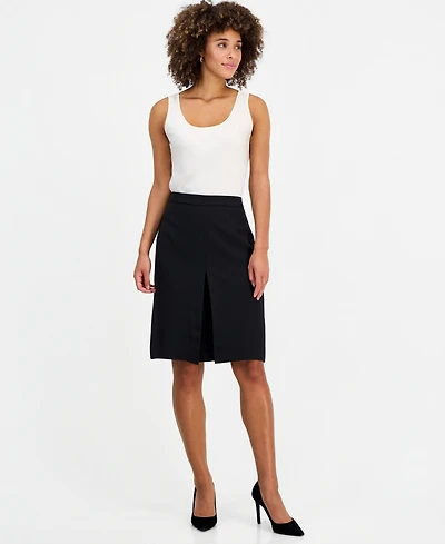 Kasper Women's Pleat-Front Crepe A-Line Skirt