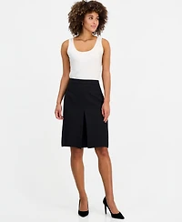 Kasper Petite Box Pleated Front A-line Skirt