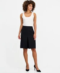 Kasper Womens Pleat Front Crepe A Line Skirt