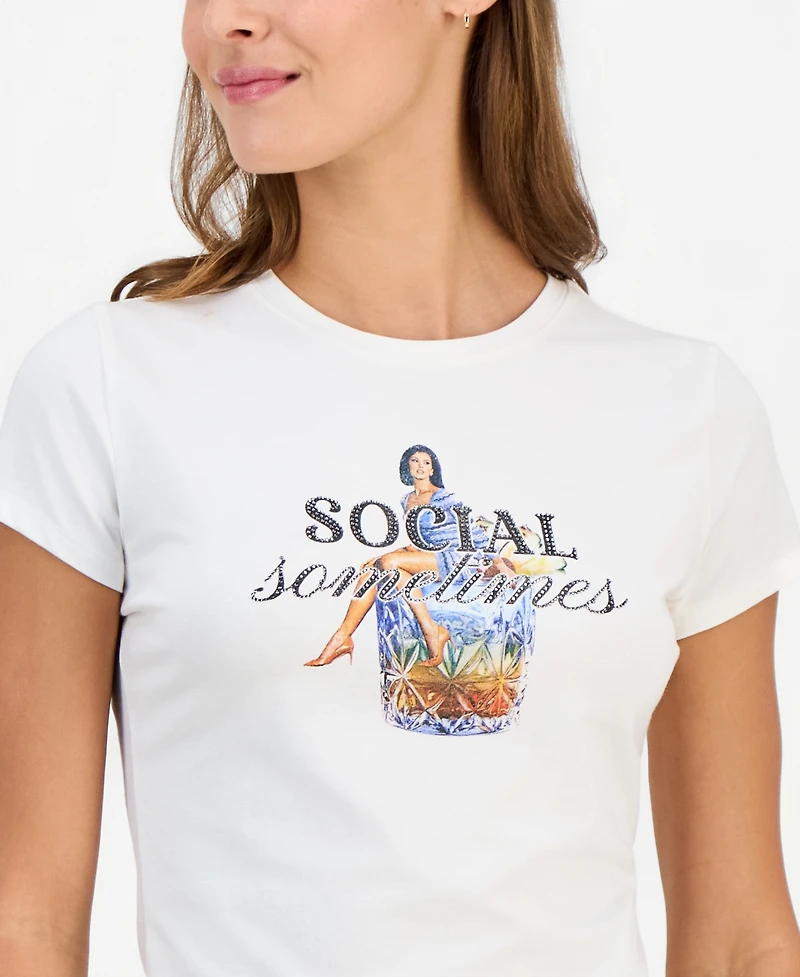 Guess Women's Social Sometimes Short-Sleeve T-Shirt