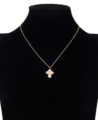 Unwritten Imitation Pearl and Cubic Zirconia Gold-Tone Plated Cross Pendant Necklace