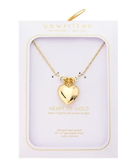 Unwritten Cubic Zirconia Fine Silver Plated Puff Heart Pendant Necklace