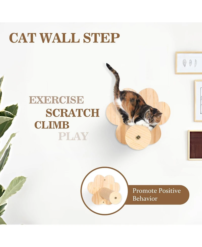 Aronkl Cat Wall Shelves Perches Hammock Bridge Tree Scratcher Step Wooden Climbing System Indoor Large Cats Kittens