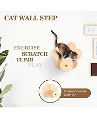 Aronkl Cat Wall Shelves Perches Hammock Bridge Tree Scratcher Step Wooden Climbing System Indoor Large Cats Kittens