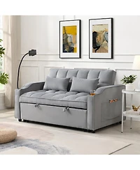 Lucky One Modern Velvet Loveseat Futon Sofa Couch With Pullout Bed