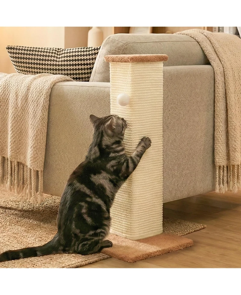 Aronkl Couch Corner Cat Scratcher Sisal Wall Scratch Pad Furniture Protection Plush Base Funnyball Included