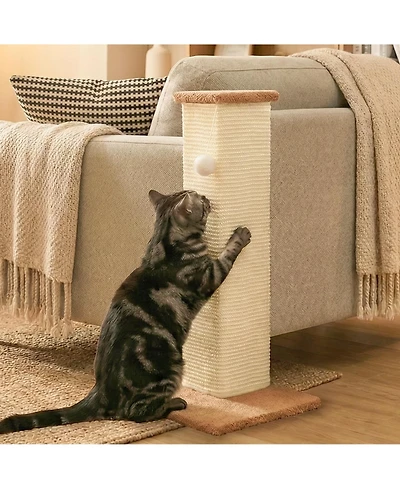 Aronkl Couch Corner Cat Scratcher Sisal Wall Scratch Pad Furniture Protection Plush Base Funnyball Included