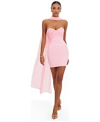 Miss Circle Women's Olivia Rose Pink Strapless Crossover Mini Dress